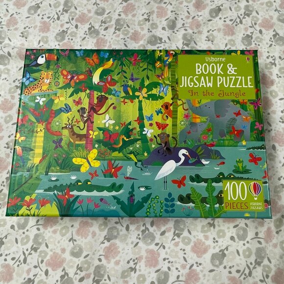 NWT - Usborne Book & 100 Piece Puzzle Box Set for kids - "In the Jungle" - Picture 1 of 8